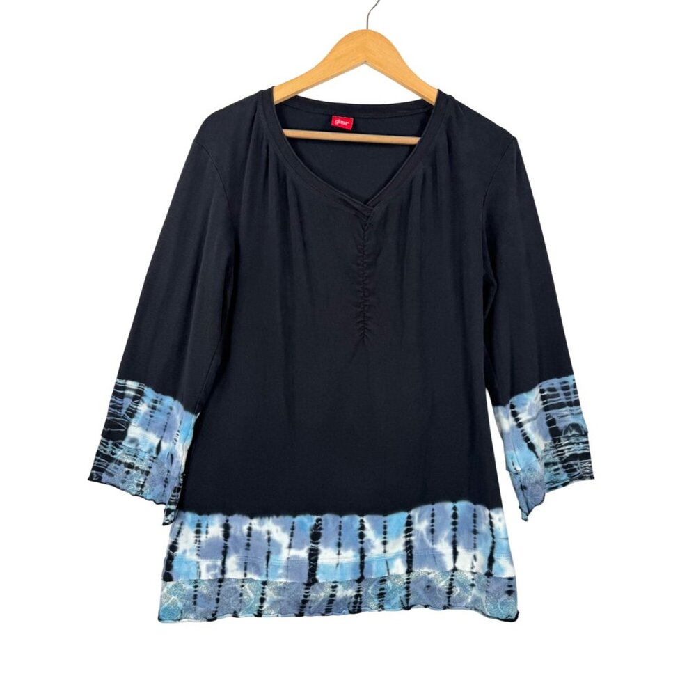 Glima tie dye trim detail top boho retro 90s sz‎ L